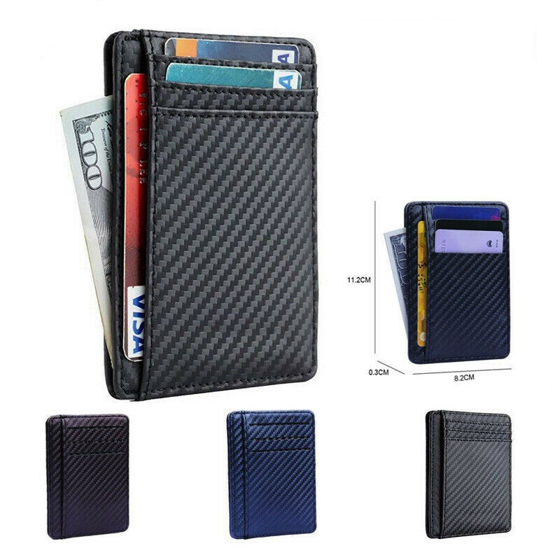 WALLET Slim PU Leather Wallet With 9 Pockets - Carbon Black